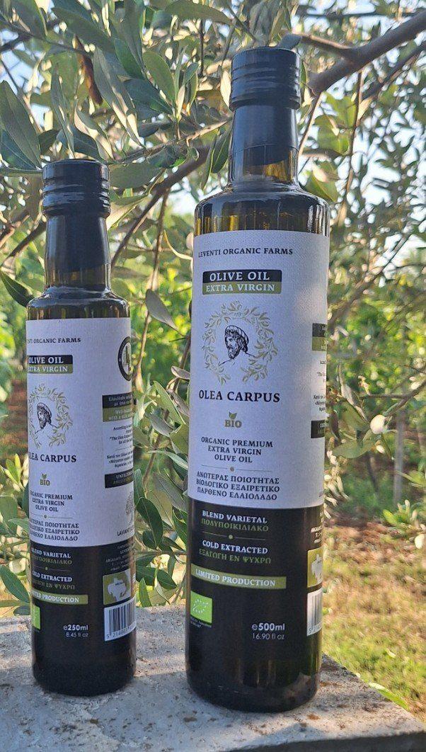 Detail of Olea Carpus bottles and packaging